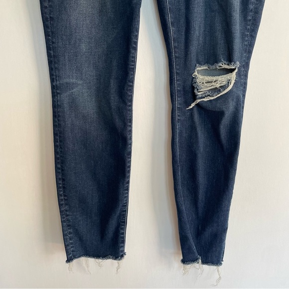 Mother High Waisted Looker Ankle Fray Close to the Edge Blue Jean Distressed 30 - Picture 7 of 15